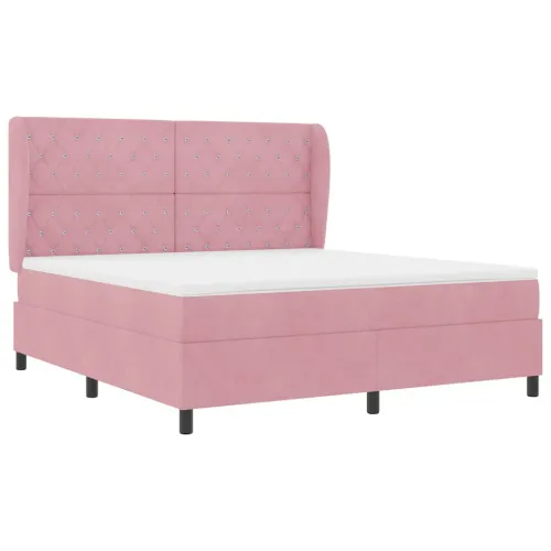Box spring krevet Ružičasta 200 x 180 cm Baršun - Ružičasta 180 x 200 cm Kristal s dugmadima Cijena