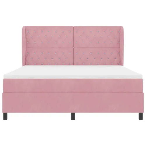 Box spring krevet Ružičasta 200 x 180 cm Baršun - Ružičasta 180 x 200 cm Kristal s dugmadima Cijena
