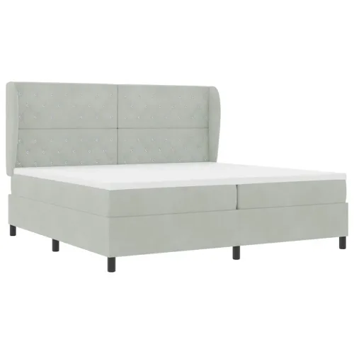 Box spring krevet Svijetlo siva 200 x 200 cm Baršun - Svjetlosiva 200 x 200 cm Kristal s dugmadima Cijena