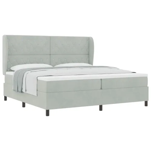 Box spring krevet Svijetlo siva 200 x 200 cm Baršun - Svjetlosiva 200 x 200 cm Kristal s dugmadima Cijena