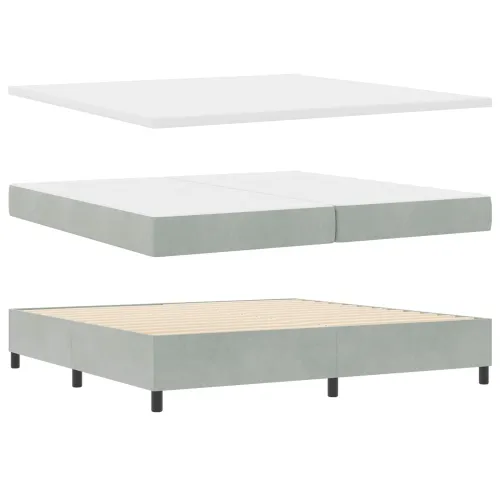 Box spring krevet Svijetlo siva 200 x 200 cm Baršun - Svjetlosiva 200 x 200 cm Kristal s dugmadima Cijena