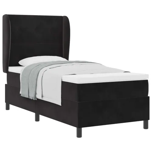 Box spring krevet s uzglavljem Crna 200 x 80 cm Baršun - Crna 80 x 200 cm Prošiveno gumbima Cijena
