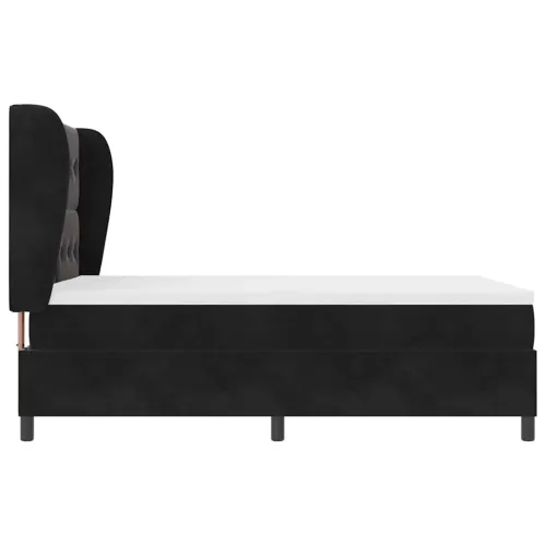 Box spring krevet s uzglavljem Crna 190 x 140 cm Baršun - Crna 140 x 190 cm Prošiveno gumbima Cijena