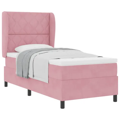 Box spring krevet Ružičasta 190 x 90 cm Baršun - Ružičasta 90 x 190 cm Dizajn s rombovima Cijena