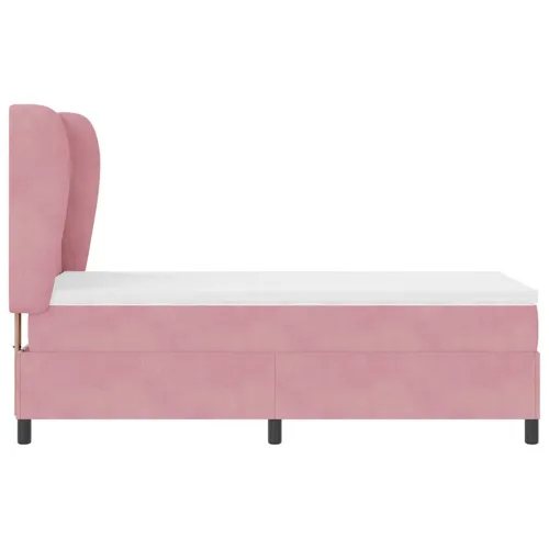 Box spring krevet Ružičasta 190 x 90 cm Baršun - Ružičasta 90 x 190 cm Dizajn s rombovima Cijena