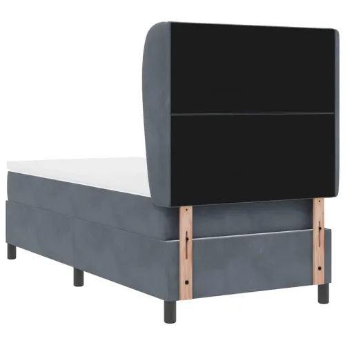 Box spring krevet Tamno siva 200 x 90 cm Baršun - Tamno siva 90 x 200 cm Dizajn s rombovima Cijena