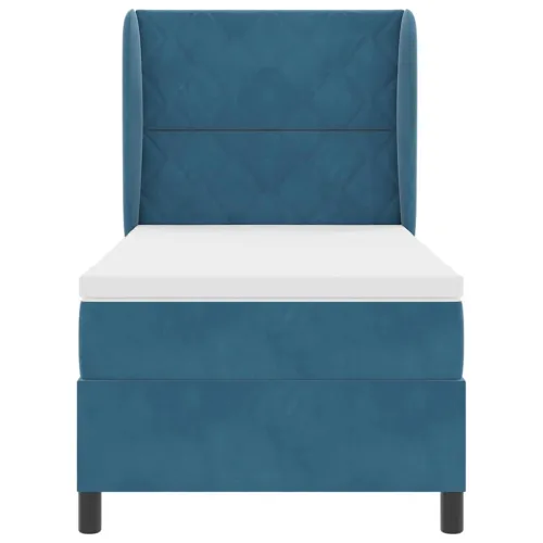 Box spring krevet Tamno plava 200 x 90 cm Baršun - Tamno plava 90 x 200 cm Dizajn s rombovima Cijena