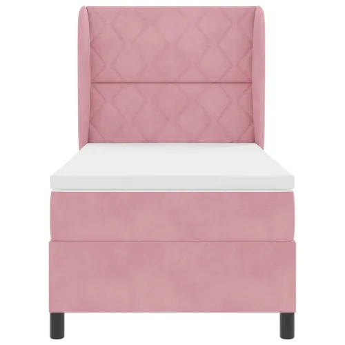 Box spring krevet Ružičasta 200 x 90 cm Baršun - Ružičasta 90 x 200 cm Dizajn s rombovima Cijena