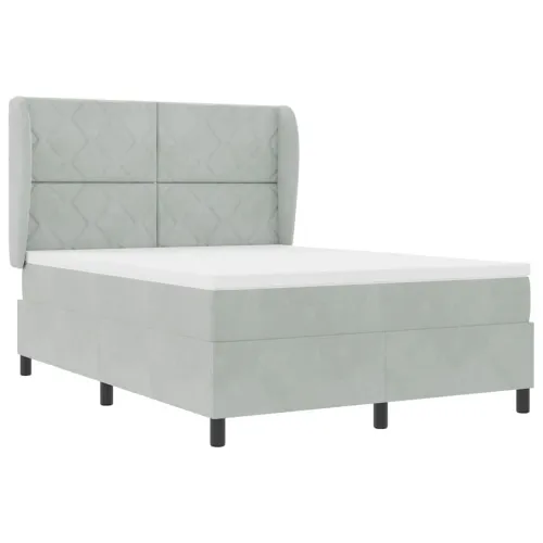 Box spring krevet Svijetlo siva 200 x 140 cm Baršun - Svjetlosiva 140 x 200 cm Dizajn s rombovima Cijena