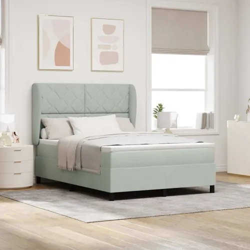 Box spring krevet Svijetlo siva 200 x 140 cm Baršun - Svjetlosiva 140 x 200 cm Dizajn s rombovima Cijena