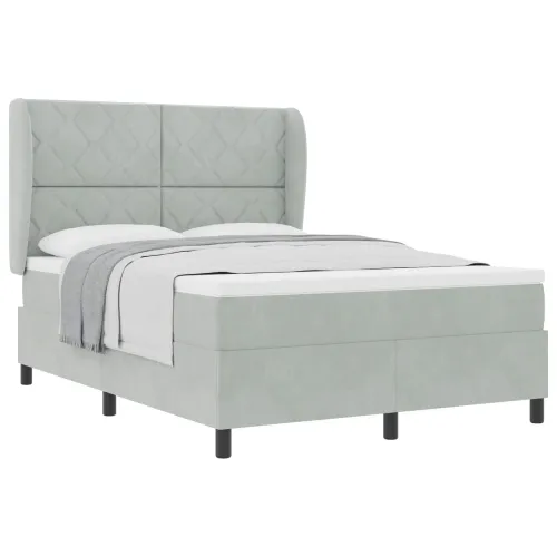 Box spring krevet Svijetlo siva 200 x 140 cm Baršun - Svjetlosiva 140 x 200 cm Dizajn s rombovima Cijena