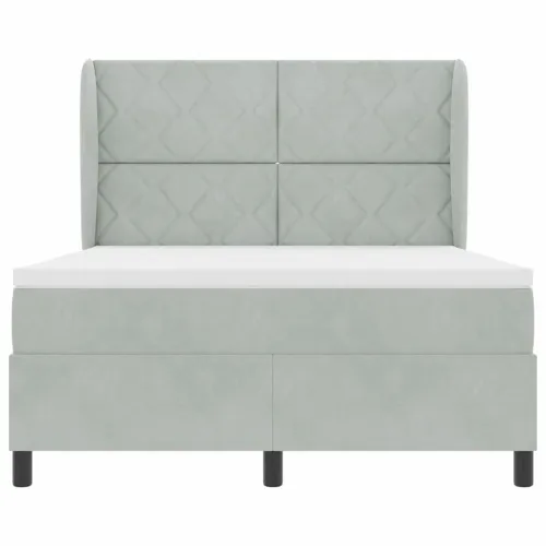 Box spring krevet Svijetlo siva 200 x 140 cm Baršun - Svjetlosiva 140 x 200 cm Dizajn s rombovima Cijena
