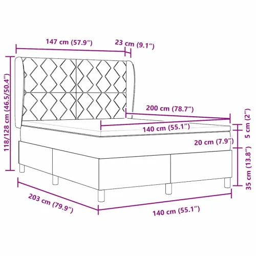 Box spring krevet Svijetlo siva 200 x 140 cm Baršun - Svjetlosiva 140 x 200 cm Dizajn s rombovima Cijena