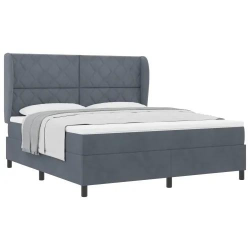 Box spring krevet Tamno siva 200 x 180 cm Baršun - Tamno siva 180 x 200 cm Dizajn s rombovima Cijena