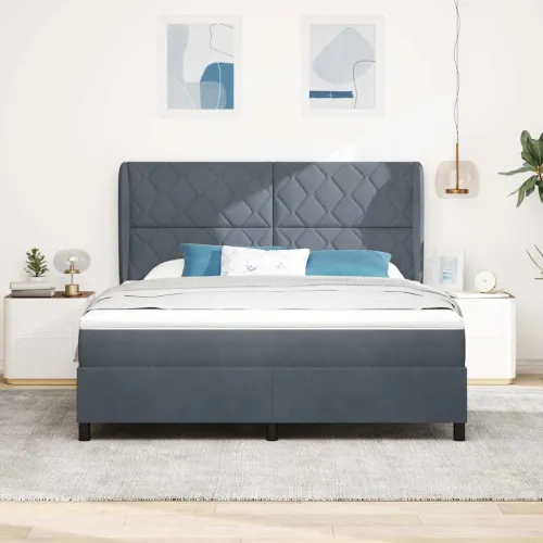 Box spring krevet Tamno siva 200 x 180 cm Baršun - Tamno siva 180 x 200 cm Dizajn s rombovima Cijena
