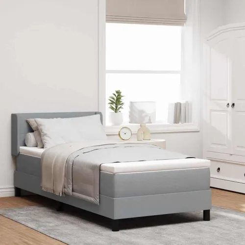 Box spring krevet Svijetlo siva 200 x 100 cm tkanina - Svjetlosiva 100 x 200 cm Prošiveno gumbima Cijena
