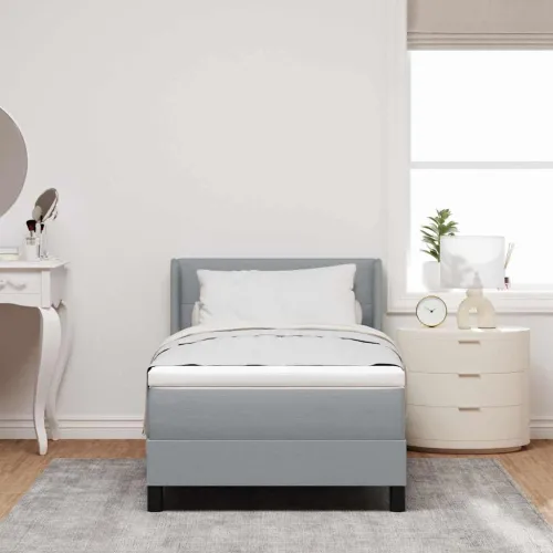 Box spring krevet Svijetlo siva 200 x 100 cm tkanina - Svjetlosiva 100 x 200 cm Prošiveno gumbima Cijena