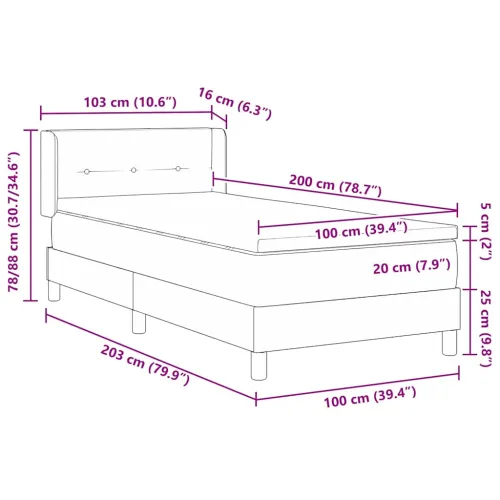 Box spring krevet Svijetlo siva 200 x 100 cm tkanina - Svjetlosiva 100 x 200 cm Prošiveno gumbima Cijena