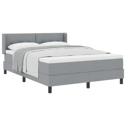 Box spring krevet Svijetlo siva 190 x 140 cm tkanina - Svjetlosiva 140 x 190 cm Prošiveno gumbima Cijena
