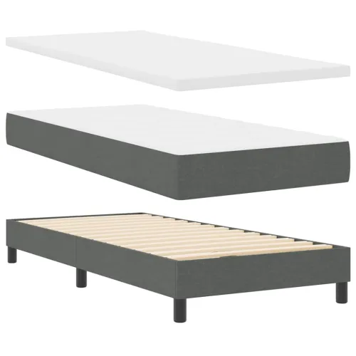 Box spring krevet Tamno siva 190 x 140 cm tkanina - Tamno siva 140 x 190 cm Prošiveno gumbima Cijena