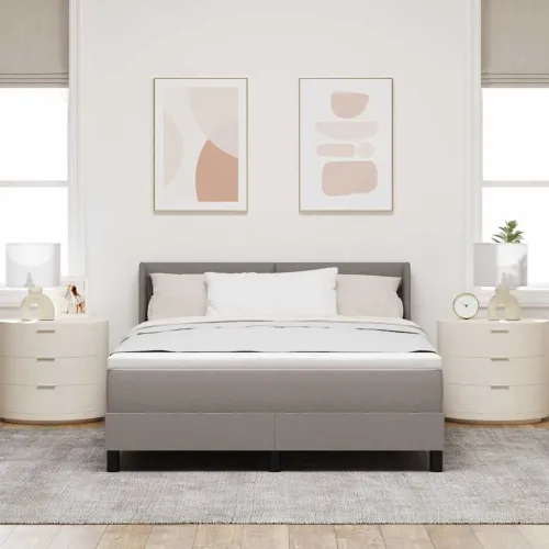 Box spring krevet Sivo-smeđa 200 x 140 cm tkanina - Sivo-smeđa 140 x 200 cm Prošiveno gumbima Cijena
