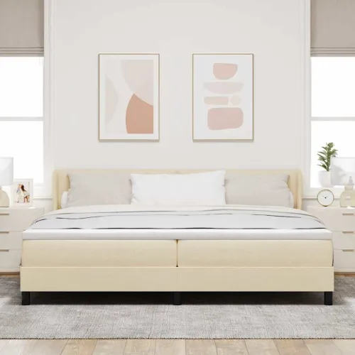 Box spring krevet s uzglavljem Krema 200 x 200 cm tkanina - Krema 200 x 200 cm Prošiveno gumbima Cijena