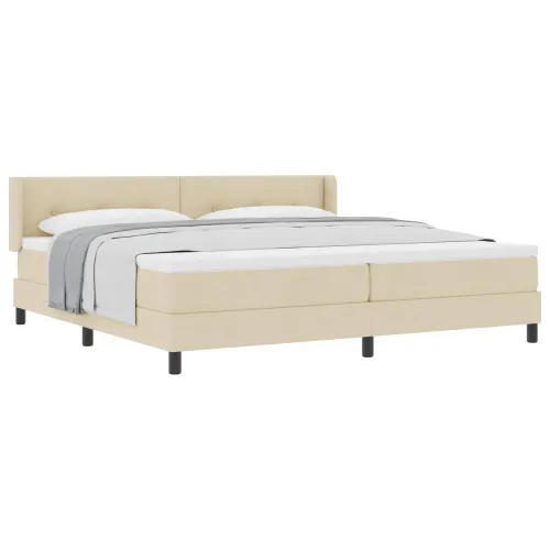 Box spring krevet s uzglavljem Krema 200 x 200 cm tkanina - Krema 200 x 200 cm Prošiveno gumbima Cijena