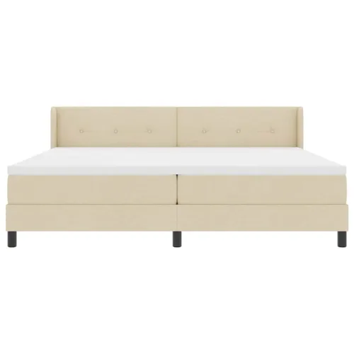 Box spring krevet s uzglavljem Krema 200 x 200 cm tkanina - Krema 200 x 200 cm Prošiveno gumbima Cijena