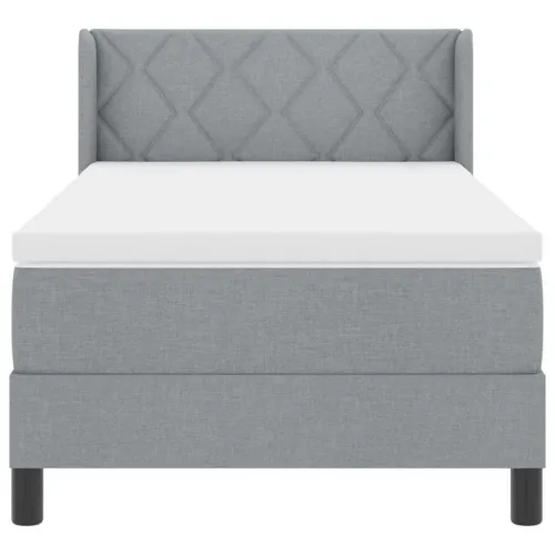 Box spring krevet Svijetlo siva 190 x 90 cm tkanina - Svjetlosiva 90 x 190 cm Dizajn s rombovima Cijena