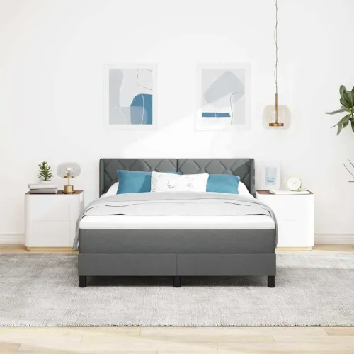 Box spring krevet Tamno siva 200 x 160 cm tkanina - Tamno siva 160 x 200 cm Dizajn s rombovima Cijena