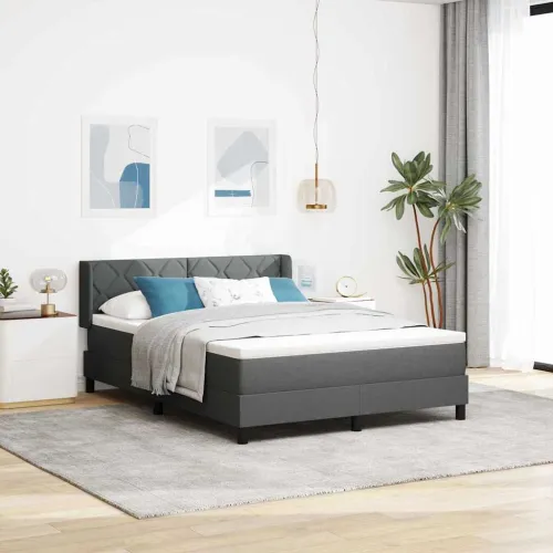 Box spring krevet Tamno siva 200 x 160 cm tkanina - Tamno siva 160 x 200 cm Dizajn s rombovima Cijena
