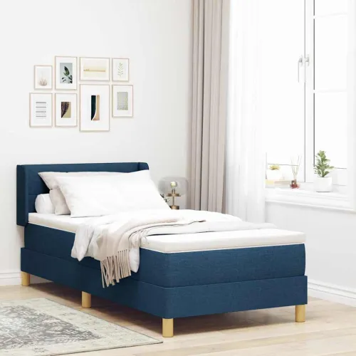 Box spring krevet s uzglavljem Plava 200 x 80 cm tkanina - Plava 80 x 200 cm Prošiveno gumbima Cijena