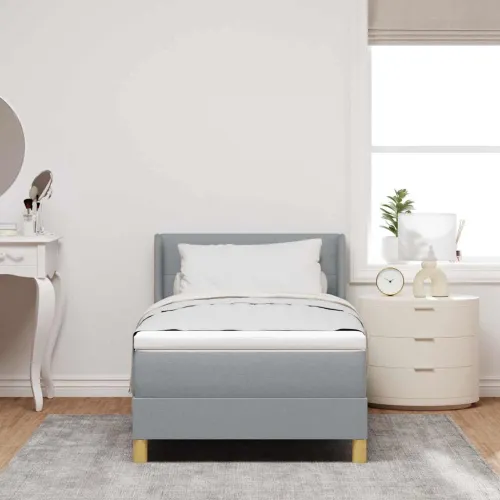 Box spring krevet Svijetlo siva 200 x 100 cm tkanina - Svjetlosiva 100 x 200 cm Prošiveno gumbima Cijena