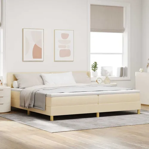 Box spring krevet s uzglavljem Krema 200 x 200 cm tkanina - Krema 200 x 200 cm Prošiveno gumbima Cijena