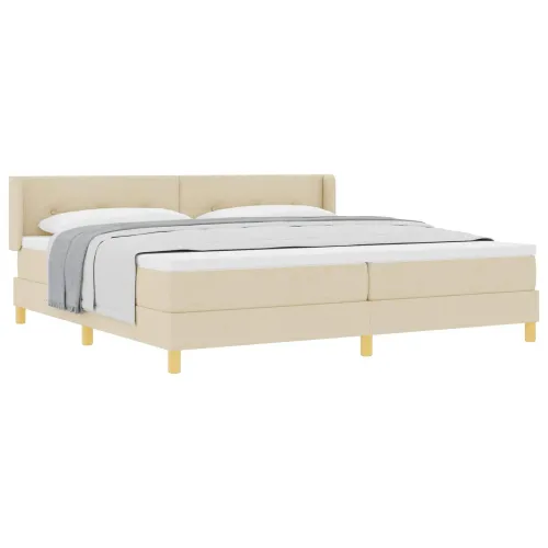 Box spring krevet s uzglavljem Krema 200 x 200 cm tkanina - Krema 200 x 200 cm Prošiveno gumbima Cijena