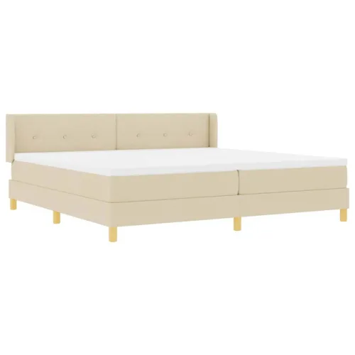 Box spring krevet s uzglavljem Krema 200 x 200 cm tkanina - Krema 200 x 200 cm Prošiveno gumbima Cijena