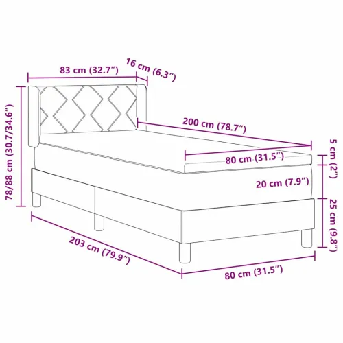 Box spring krevet s uzglavljem Plava 200 x 80 cm tkanina - Plava 80 x 200 cm Dizajn s rombovima Cijena