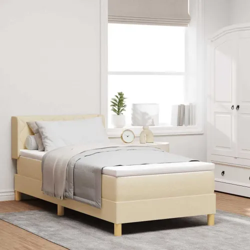 Box spring krevet s uzglavljem Krema 200 x 100 cm tkanina - Krema 100 x 200 cm Dizajn s rombovima Cijena