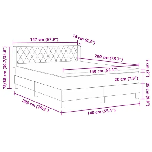Box spring krevet Tamno siva 200 x 140 cm Baršun - Tamno siva 140 x 200 cm Kristal s dugmadima Cijena