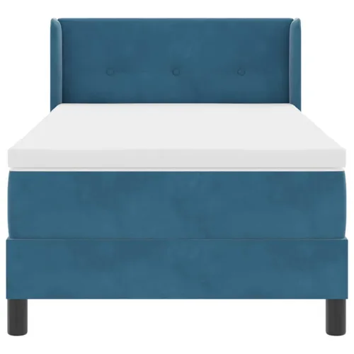 Box spring krevet Tamno plava 200 x 90 cm Baršun - Tamno plava 90 x 200 cm Prošiveno gumbima Cijena