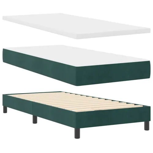 Box spring krevet Tamnozelena 200 x 100 cm Baršun - Tamnozelena 100 x 200 cm Prošiveno gumbima Cijena