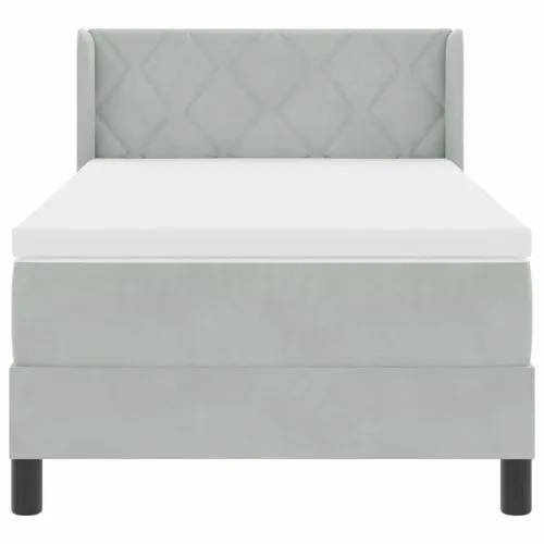 Box spring krevet Svijetlo siva 200 x 100 cm Baršun - Svjetlosiva 100 x 200 cm Dizajn s rombovima Cijena