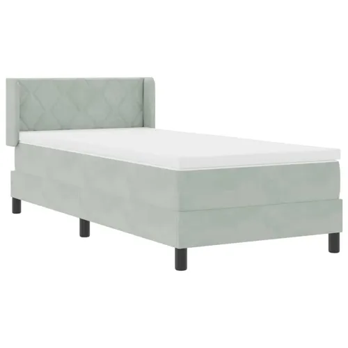 Box spring krevet Svijetlo siva 200 x 100 cm Baršun - Svjetlosiva 100 x 200 cm Dizajn s rombovima Cijena