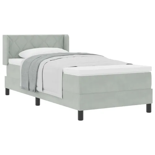 Box spring krevet Svijetlo siva 200 x 100 cm Baršun - Svjetlosiva 100 x 200 cm Dizajn s rombovima Cijena