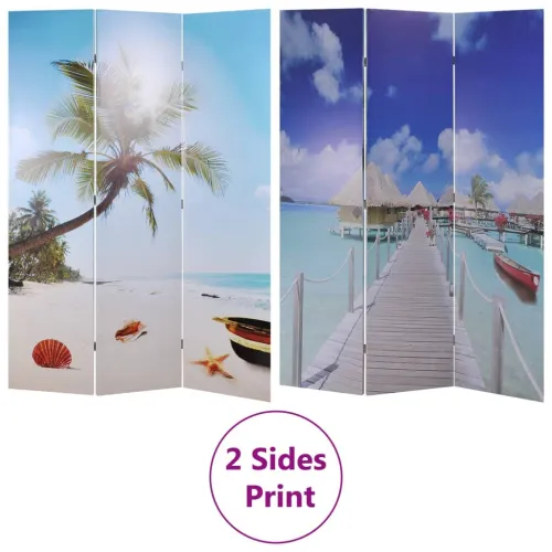 Paravan - Sklopiva sobna pregrada s uzorkom plaže 120 x 170 cm  - Plava 3 Cijena