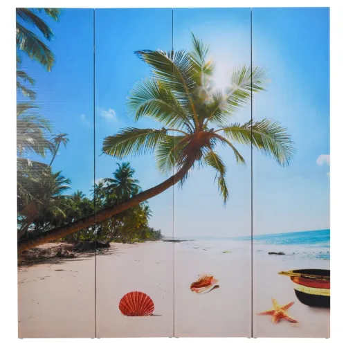 Paravan - Sklopiva sobna pregrada s uzorkom plaže 160 x 170 cm - Plava 4 Cijena