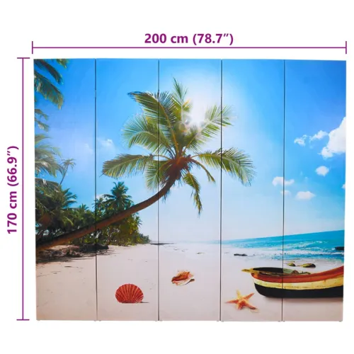 Paravan - Sklopiva sobna pregrada s uzorkom plaže 200 x 170 cm - Plava 5 Cijena