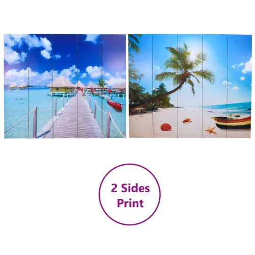 Paravan - Sklopiva sobna pregrada s uzorkom plaže 200 x 170 cm - Plava 5 Cijena