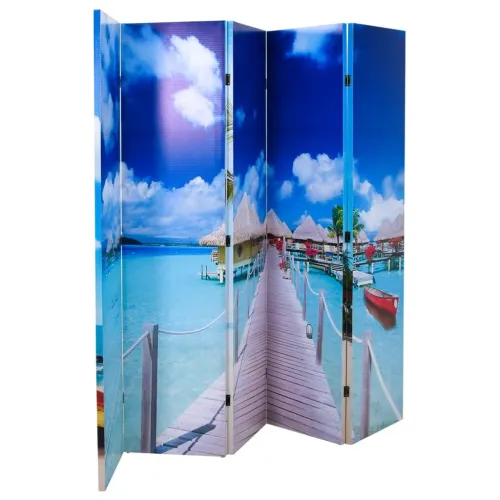 Paravan - Sklopiva sobna pregrada s uzorkom plaže 200 x 170 cm  - Plava 5 Plava 5 Cijena