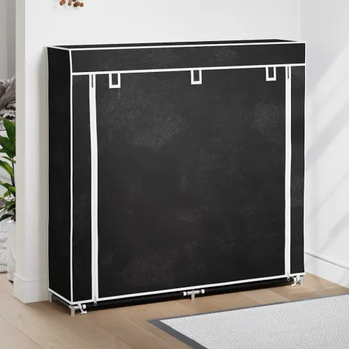Ormarić za Cipele s Pokrovom od Tkanine 115 x 28 x 110 cm Crni  - Crna 115 x 28 x 110 cm 1 1 Cijena